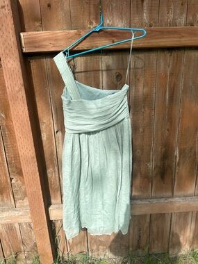 J. Crew One-Shoulder Bridesmaid Dress in Light Sage